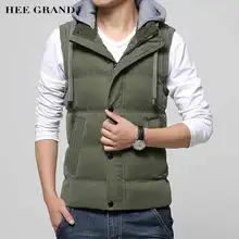 HEE GRAND Herrenmode Dicke Weste Stehen Kragen Mit Abnehmbaren Hüte Baumwolle Material Warme Winter Stilvolle Winter Weste MWB251
