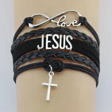Плетеный браслет ручной вязки с крестиком Иисуса христианского