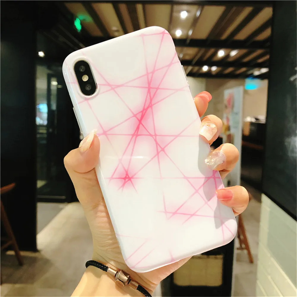 WANGFUZHI розовый волокно узорчатый чехол для iPhone 6 6S 7 8 Plus X Глянцевая задняя крышка