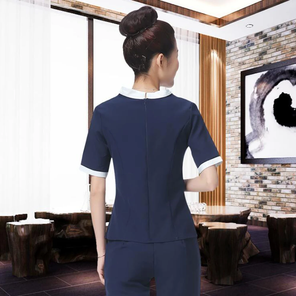 Медицинская Униформа лабораторный набор топ+ брюки официант в отеле авиационная форма для женщин леди официантка салон красоты спа модная Рабочая одежда