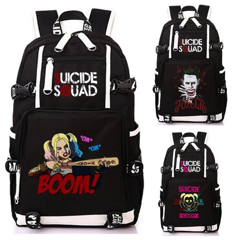 Cartoon DC Comics Suicide Squad Backpack Bag Harley Quinn The Joker Notebook Backpack Knapsack Trav
