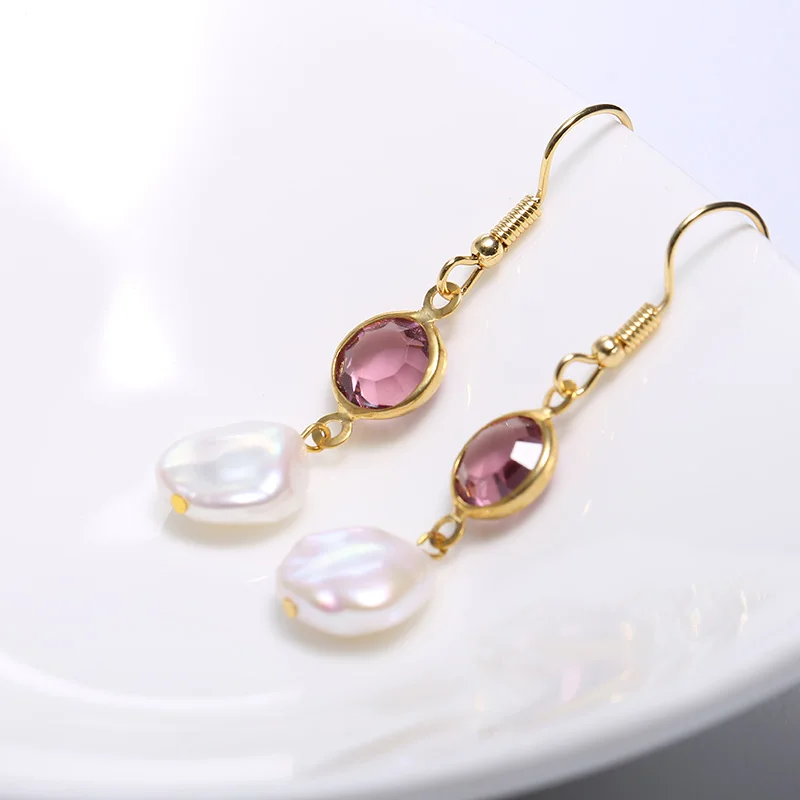 10-11mm Keshi Pearl Earrings Amethyst Dangle Earrings French Hook 925 Silver Earrings Trendy Jewelry For Women Fine Jewelry