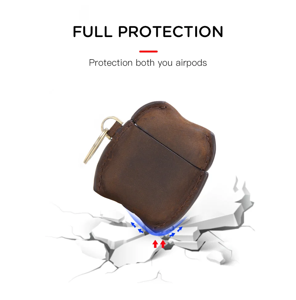 Масляный нубук кожаный чехол для AirPods 1/2 Bluetooth беспроводные наушники защитный чехол кожа для Airpods зарядное устройство аксессуары
