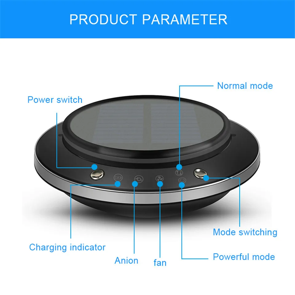 Cunymagos Portable Solar Car Air Purifiers Universal Car Styling Air Purifier Anion Fragrance Purifier Air Cleaner Ionizer Air Freshener  (12)