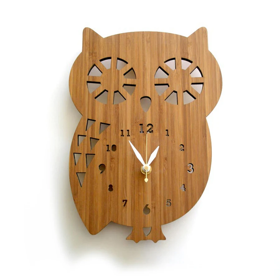 Vintage Wall Clock Modern Design Animal Hanging Clocks Bamboo