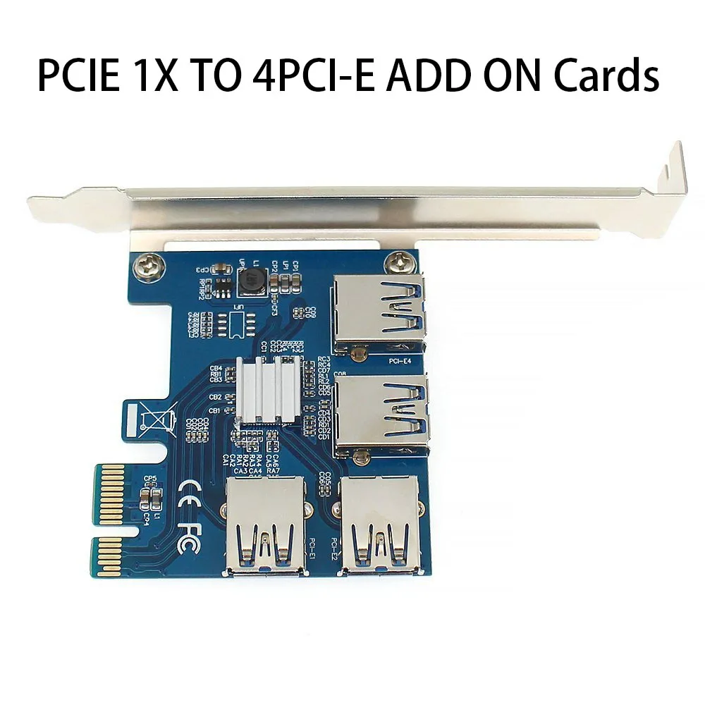 PCIE 1 TO 2/4 PCI Express 1X Slots Riser Card Mini ITX To External 4 PCI-E Slot Adapter PCIe Port Multiplier Card For BTC LTC-1