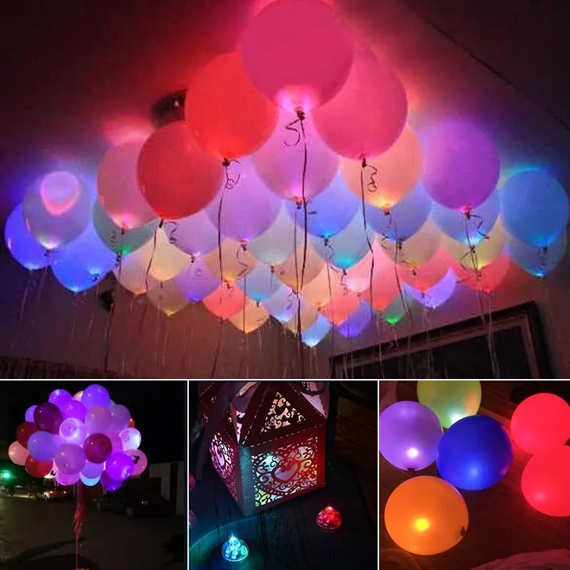

10 PCS LED Lighting Balloon Lights Noctilucent Seven Colors Flash Lights Lighting Shaping Round Ball With Built-in Battery