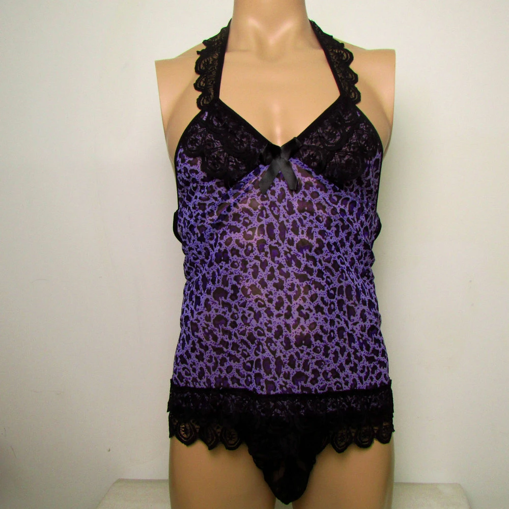 Hombres sissy lingerie purple halter sexy lingerie leopard backless mankini ropa de dormir ladyboy CD crossdress sexy gay hombres mens lingerie sexy|dresses dressdress dress dress - AliExpress