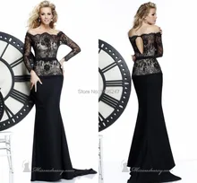 font b Top b font Fashion Graceful Appliques Lace Evening Dresses Boat Neck Off The