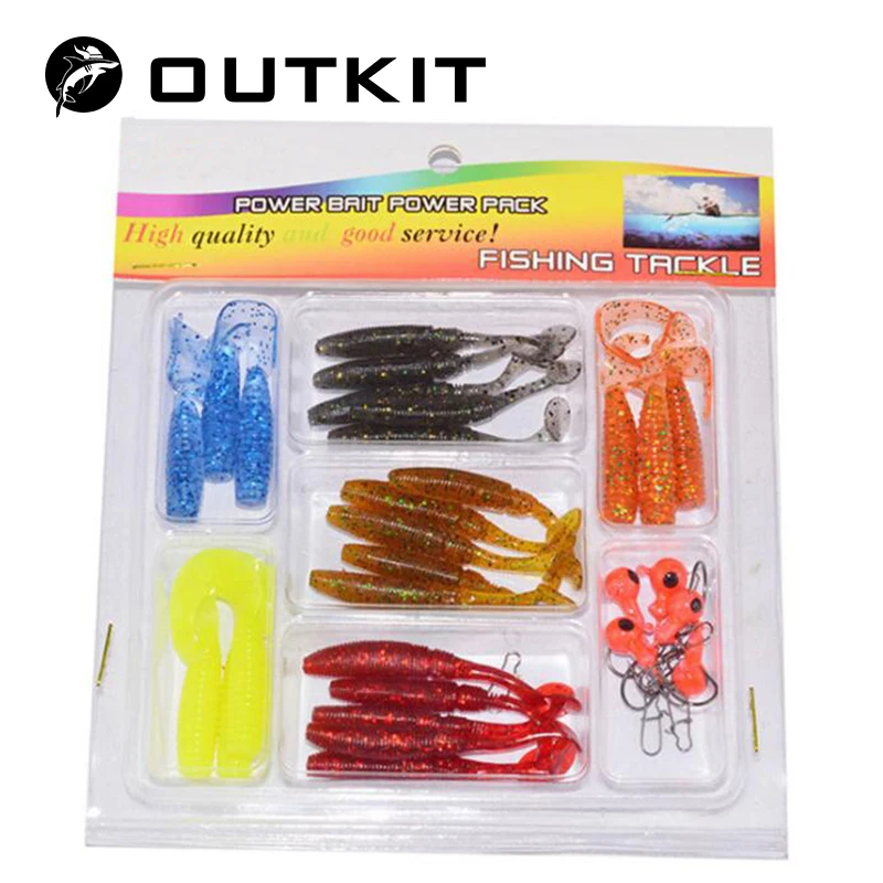OUTKIT 34 шт./компл. мягкие приманки из свинца крючки рыболовные силиконовые Grub в виде
