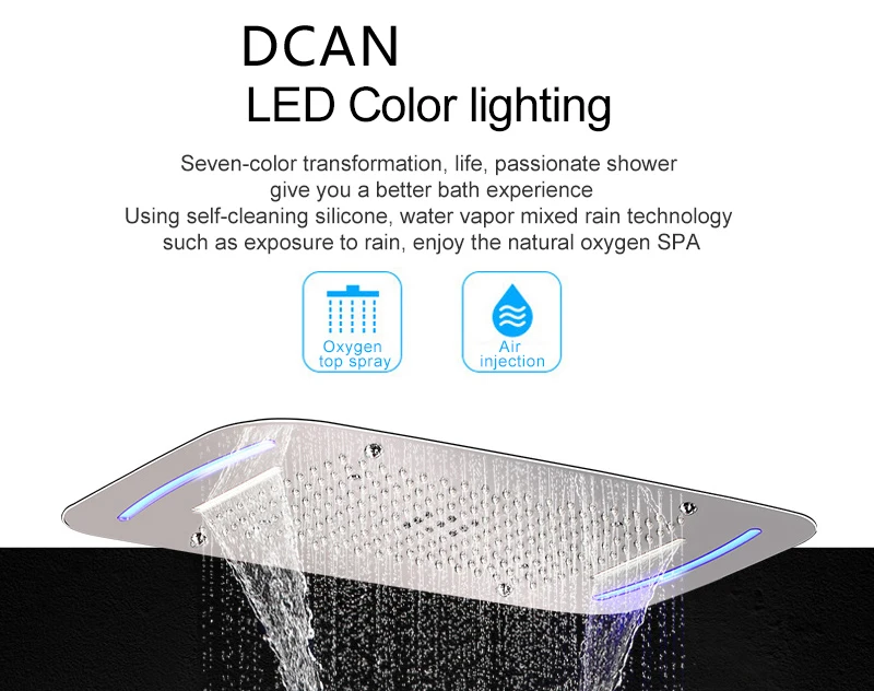 Bathroom Shower Set Accessories Faucet Panel Tap Thermostatic Mixer LED Ceiling Rainfall Shower jet System Led Mist Rain Shower (1)