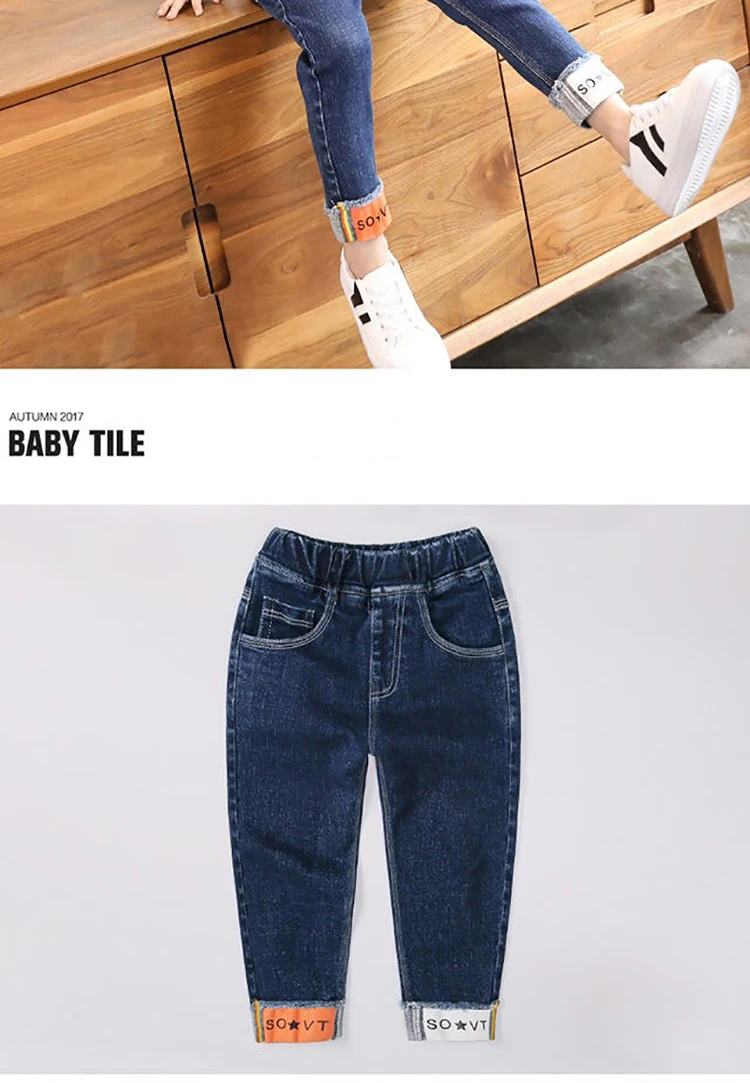 Liakhouskaya/Детские джинсы для мальчиков; сезон весна-осень; брюки для детей; коллекция года; модные рваные стильные джинсовые теплые брюки для подростков; Корейская одежда