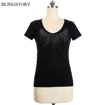

BLINGSTORY Elegant Drill Diamond Women's Summer Oversize T-shirt Plus Size Tees Tops