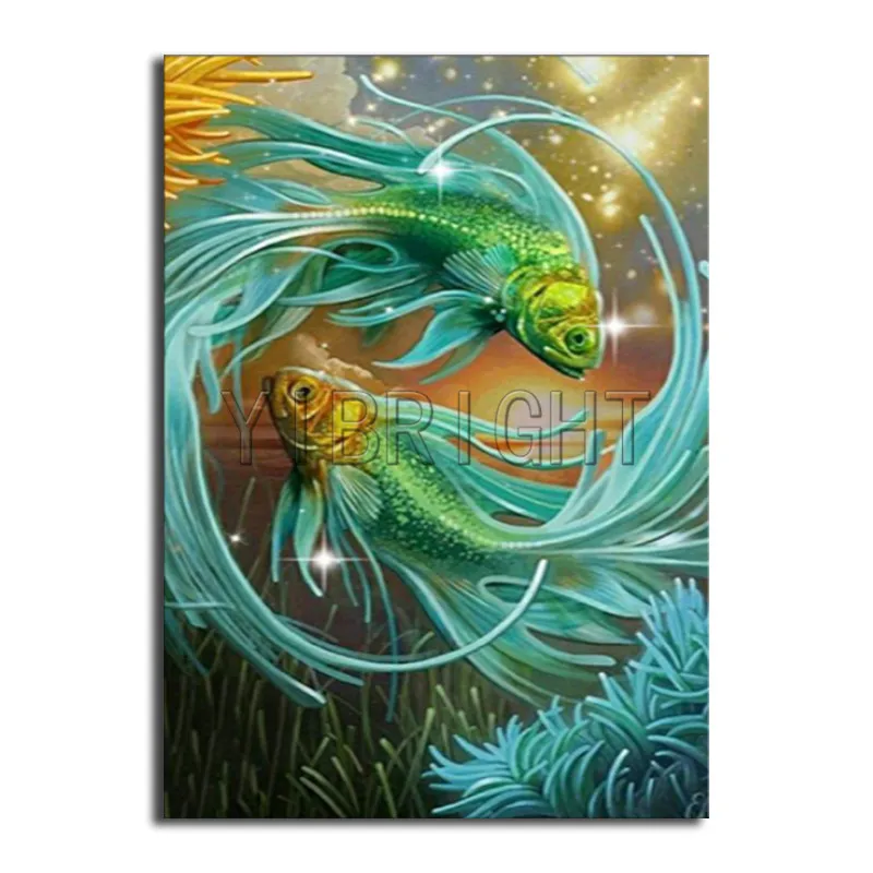 

Full Round Diamond embroidery Cross stitch landscape Full Square Diamond mosaic herring 5D DIY Diamond painting fish animal