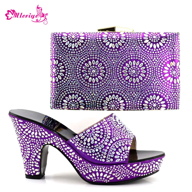 New Arrival Italian Shoes with Matching Bags High Quality Nigerian Women Wedding Shoes with Bag Sets Decorated with Appliques