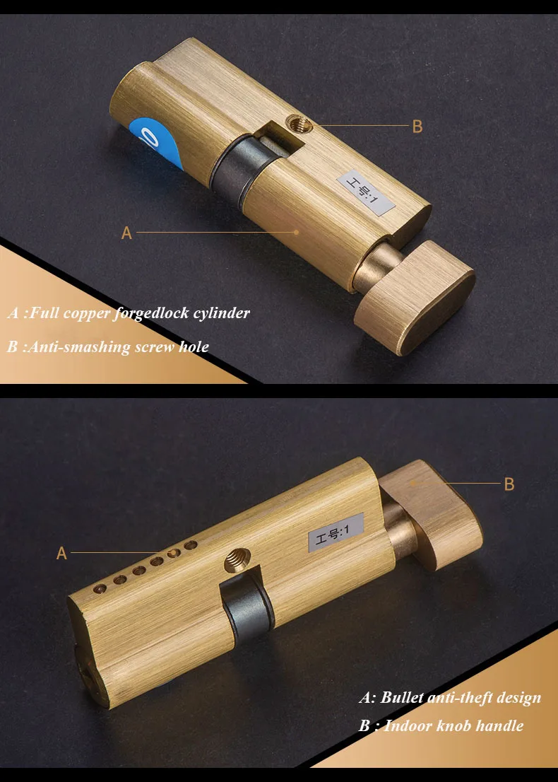 Блокировка двери в спальню цилиндрический блокировочный замок 70 мм цилиндр AB ключ Противоугонная входная дверь латунный дверной замок удлиненный сердечник расширенные ключи