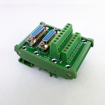 

D-SUB DB15 DIN Rail Mount Interface Module, Double Female Header Breakout Board, Terminal Block, Connector.