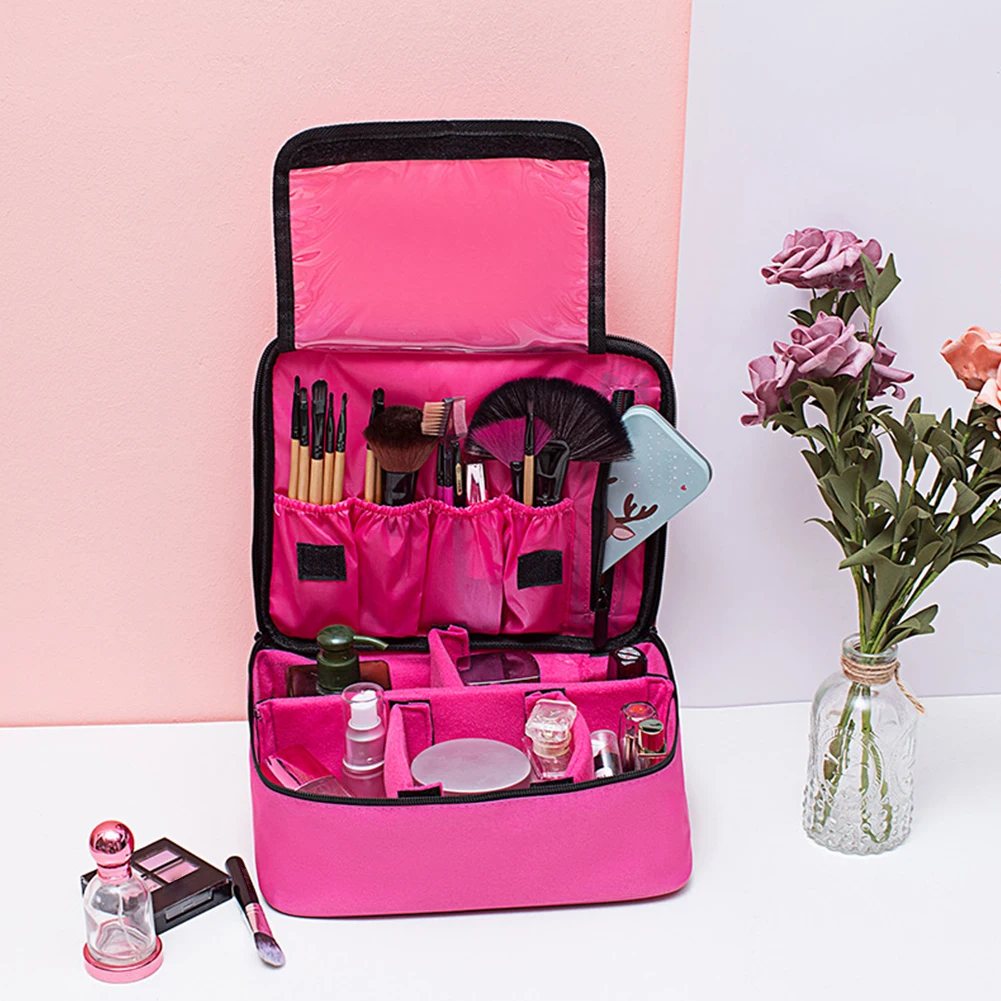 

Cosmetics Case Oxford Cloth Organizer Large Capacity Travel Zipper Portable Makeup Bag Tote Storage Waterproof