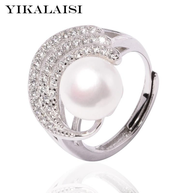 

YIKALAISI 925 sterling silver jewelry for women Pearl jewelry fine 100% natural 9-10mm Freshwater pearl rings office women