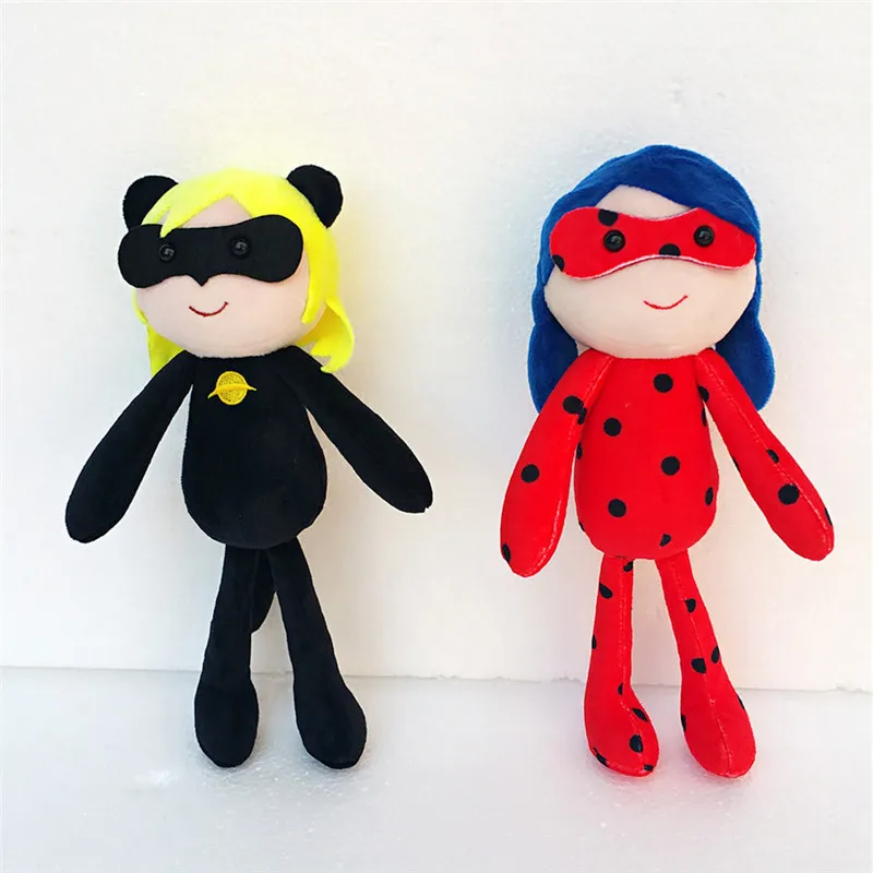 Ladybug Adrien Cat Noir Marinette Plush Dolls Movie Cartoon Ladybug Black Cat Plagg Tikki Peluche Toys Cosplay Gift 25cm 2pcslot (5)