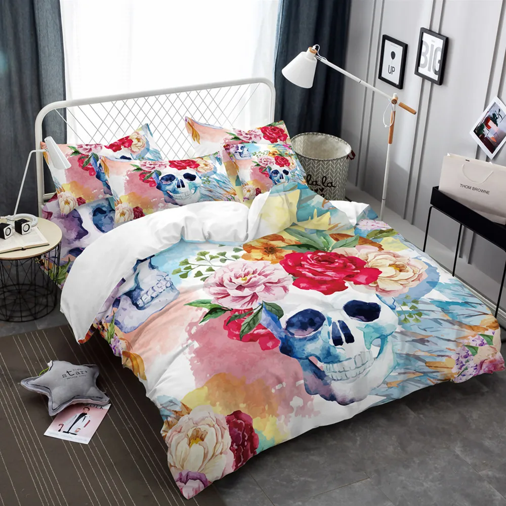 

Africa Tribe Style Colorful Skull Bed Linen Textile Bedding Set Duvet Cover Set Pillowcases Quilt Cover Back White Cushion Cover