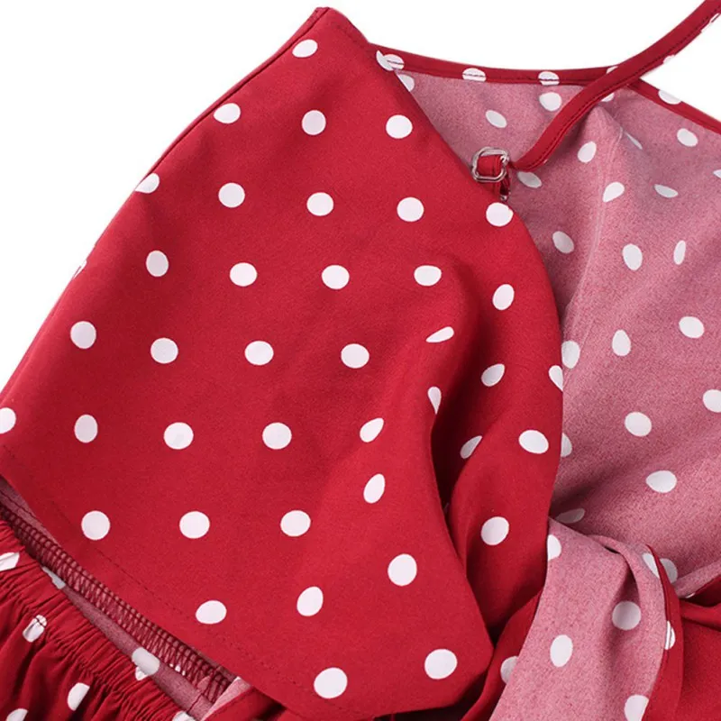 

Summer overalls rompers womans jumpsuit strap backless back bow tie polka dot print elegant Overalls for women combezone female