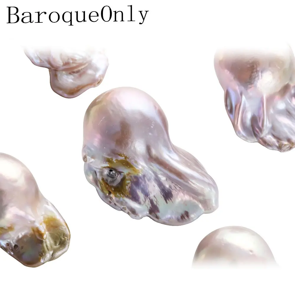 

BaroqueOnly High Quality AAA+ Natural Freshwater Baroque Pearl 18-35MM Naked Beads DIY Pearl Freshwater Mixed-Colour Pearls