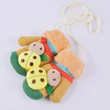 Зимние теплые детские перчатки для мальчиков, женские перчатки утепленные варежки для детей, милые Мультяшные божьи коровки, рождественский подарок для детей, Новинка