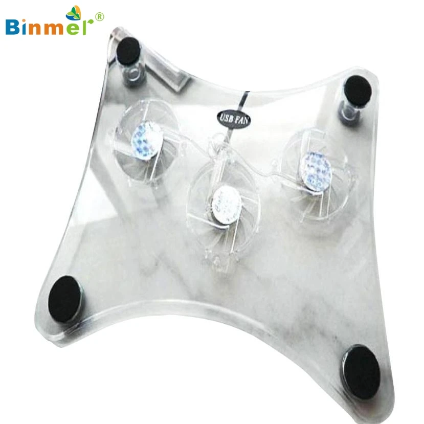

Binmer Hot selling Binmer USB Light LED 3 Fan Cooler PAD Tray For Laptop Notebooks Consoles Blue Aug.5
