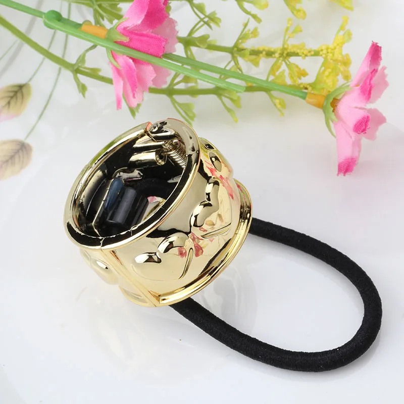 

New Love Heart Pattern Elastic Hair Band Punk Style Ponytail Holder Retro Hair Accessories Round Elastic Hair Band