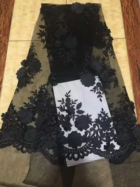 3 D Fabric Flowers Black Embroidery French Lace Beautiful 3 D Fabric Flowers Black Embroidery French Lace Beautiful Fabrics