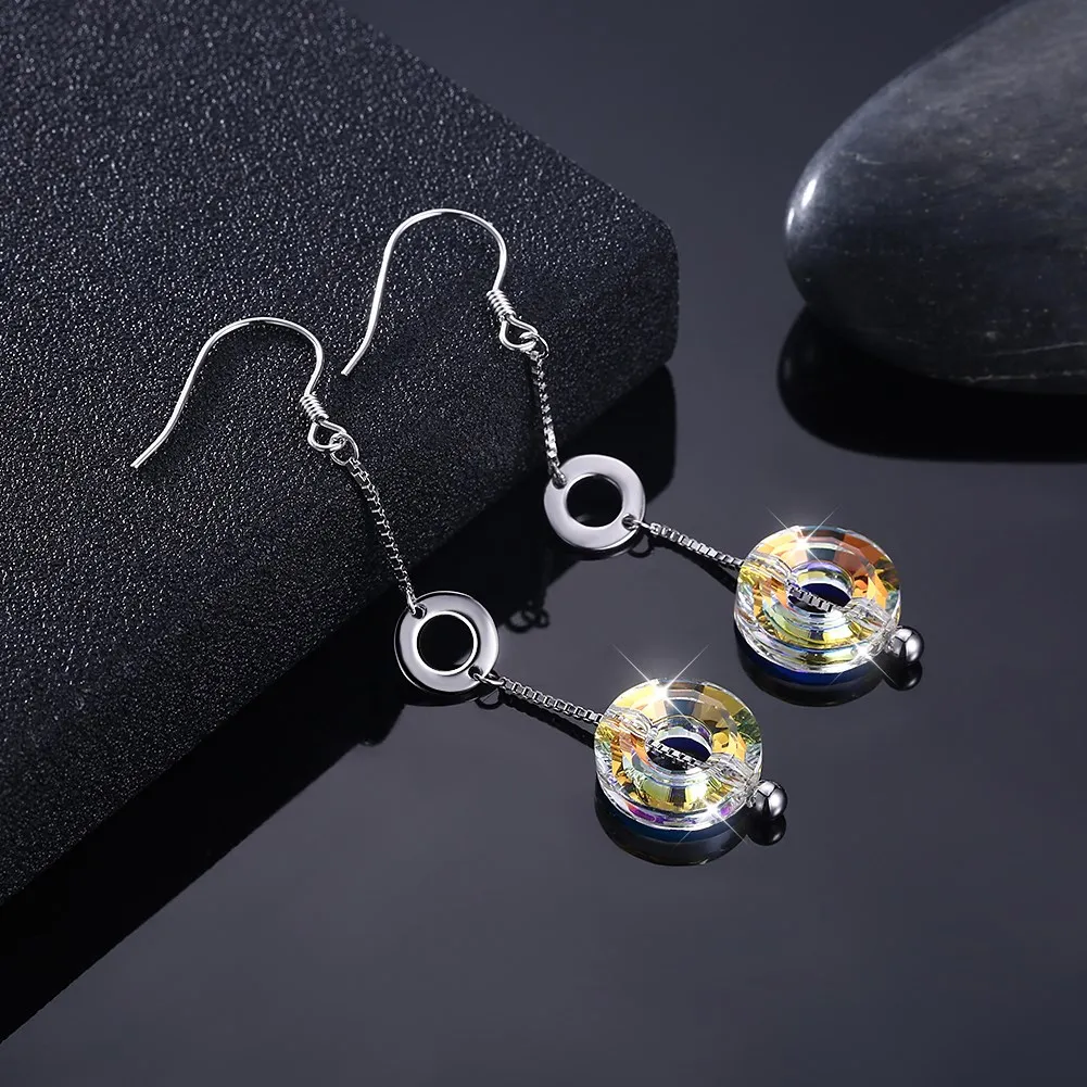 LEKANI кристаллами от Swarovski длинные серьги кристалл круглые подвески чистого