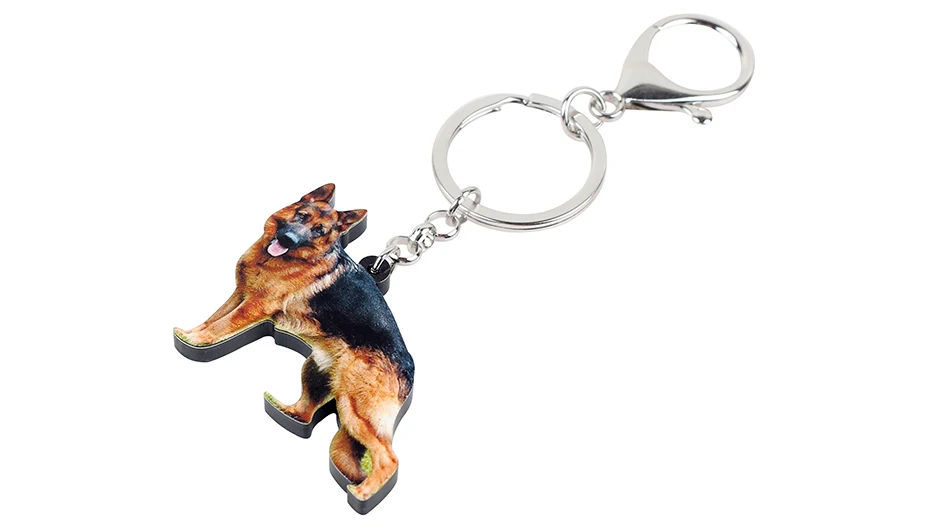 Bonsny акриловый немецкая овчарка брелок для ключей кольцо модные украшения для животных для женщин девочек любителей домашних животных сумка для автомобиля талисманы подарок
