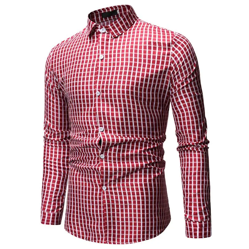

2019 New Plaid Shirt Men's Summer Spring Fashion Men's Shirt Business Shirt Long Sleeve