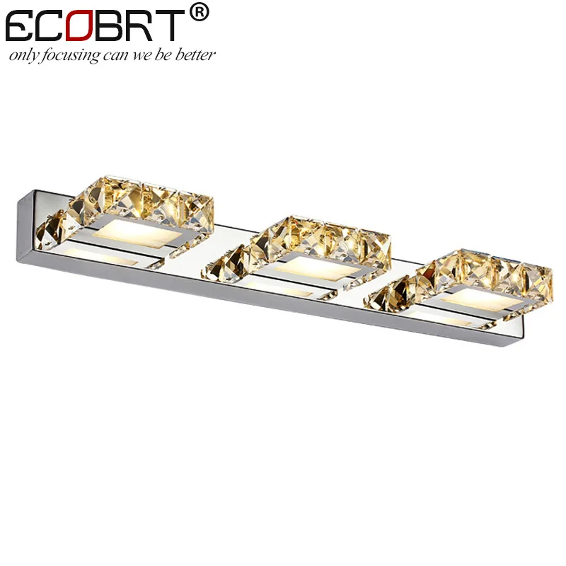 

Modern 9W 46cm long led wall light in bathroom Square Crystal Sconce Lamps Surface 3-lights Waterproof IC Driver AC110V /220V