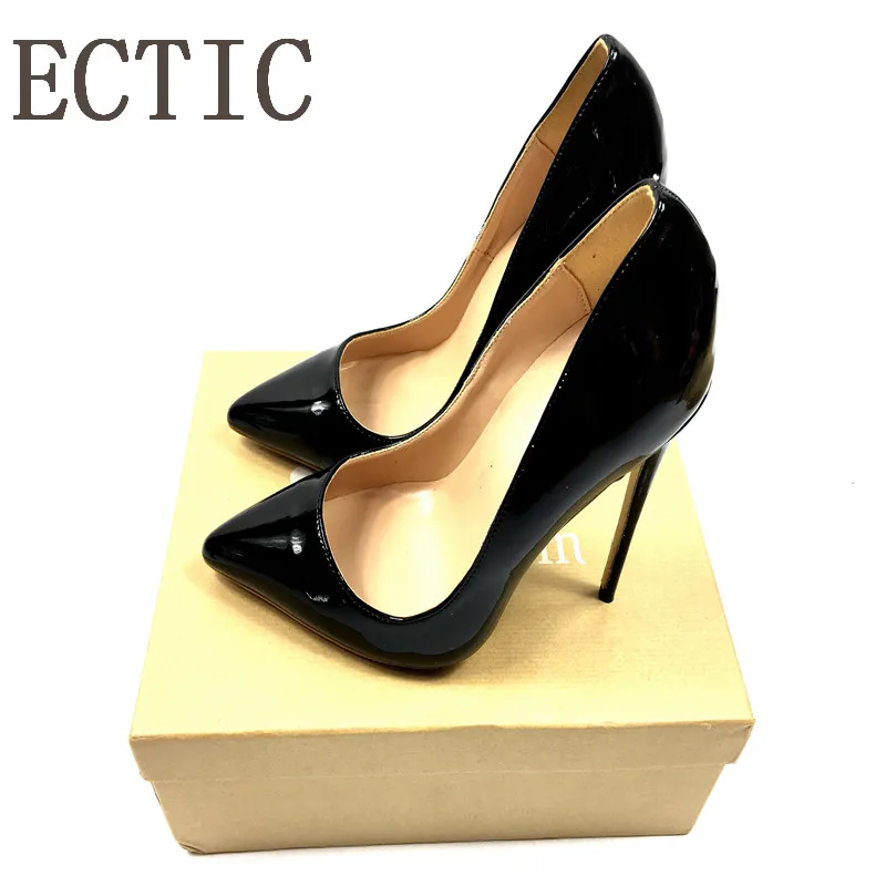 

Brand Sexy Rivets Shiny Patent Leather High Heels Nude Pointed toe Pumps Shoes Party Shoes Women Stiletto High heel Pumps