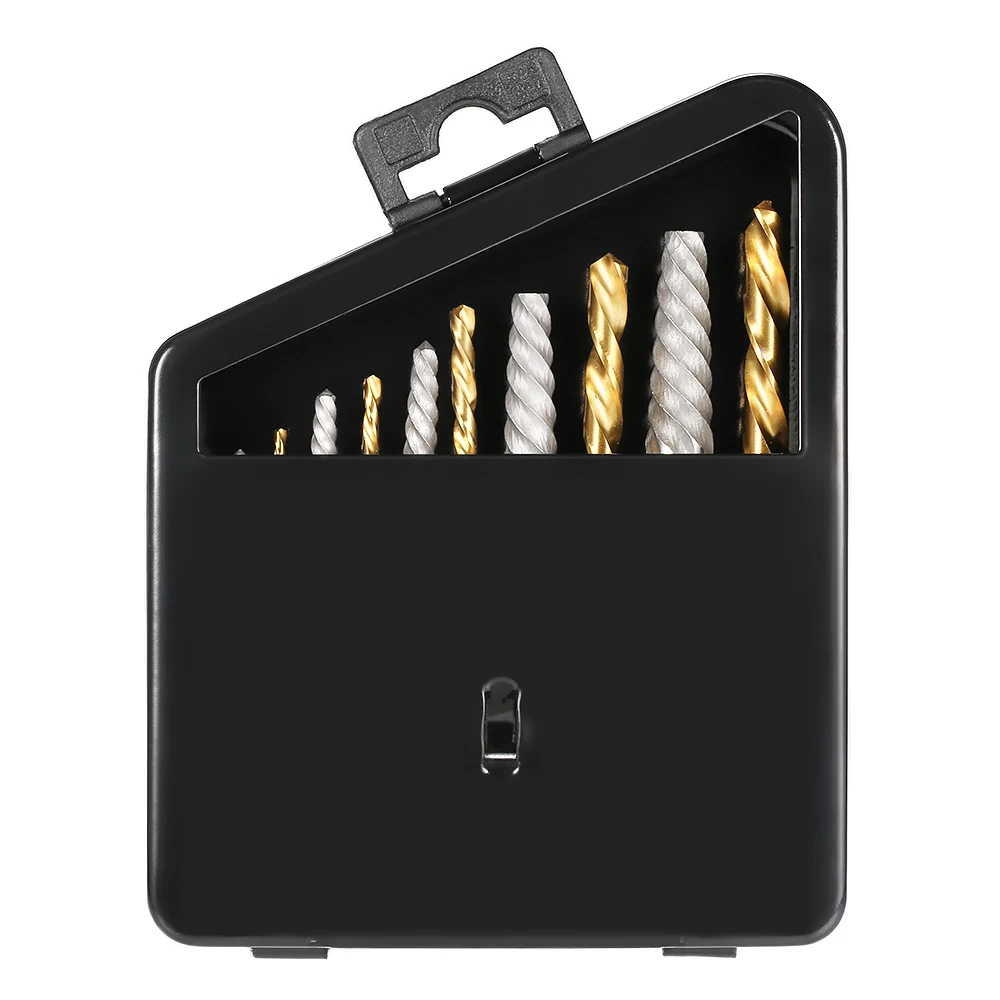 

10pcs Cobalt Hand Drill Bit set + Broken Bolt Damaged Screw Extractor Set +Metal Case Quality herramientas perforator tools
