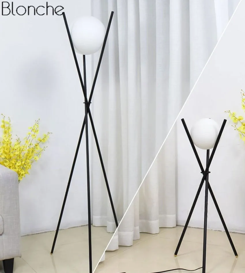 Bola de Vidro Luzes para Sala Moderno Ouro Lâmpada Chão Tripé Lâmpadas pé Metal Suporte Estar Quarto Luminárias Decoração 6 Bola de vidro moderno ouro lâmpada chão