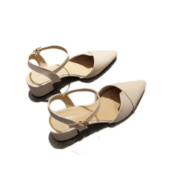 

Shoes women 2019 spring and summer fashion pointed women's shoes with a buckle with thick and small fragrance sandals