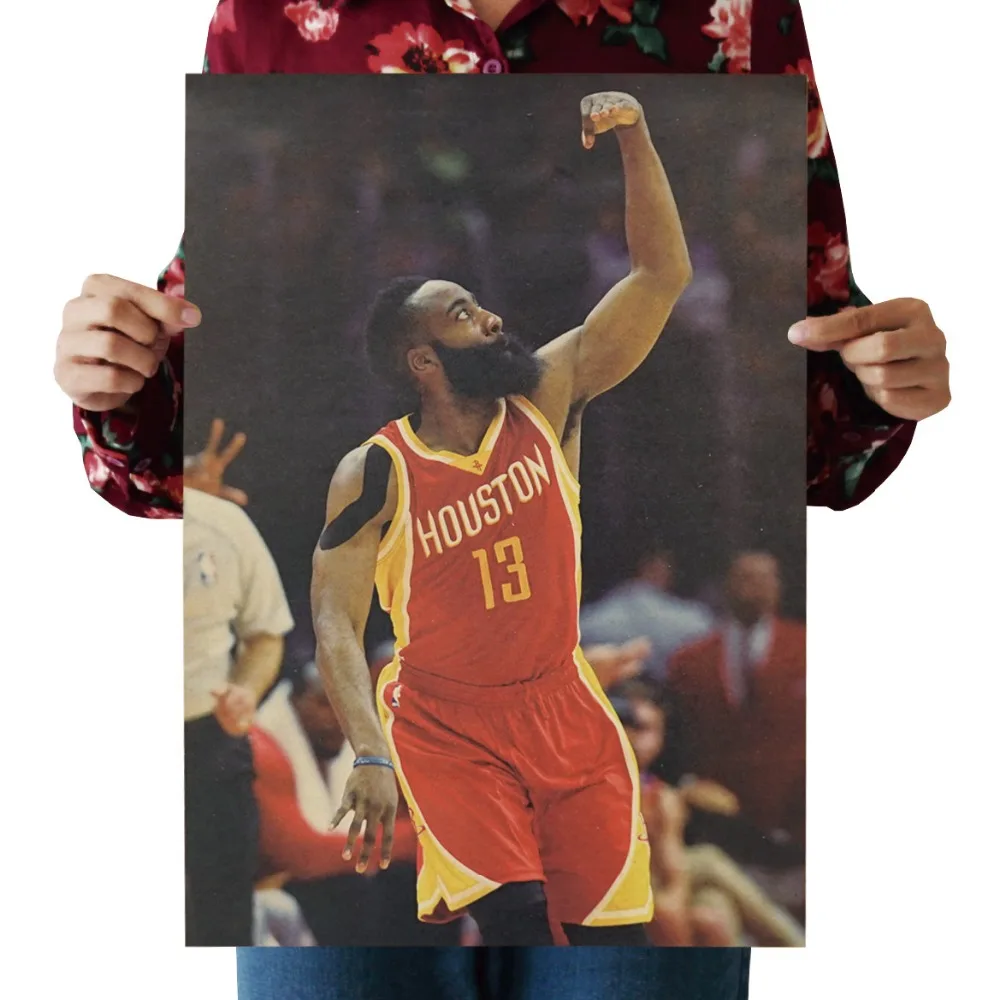 

W,James Harden C,slam dunk,Basketball star Sports/kraft poster/Retro bar Poster/Wall stickers/decorative painting 51x35.5cm