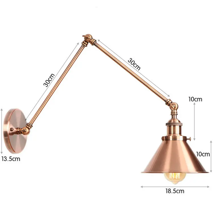Промышленные Бра Настенные светильники Винтаж E27 для дома Спальня закрытый коридор длинные руки Ретро настенный светильник светодиодный Wandlamp черный медный - Цвет абажура: A4