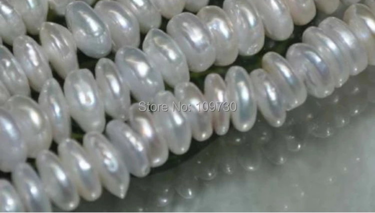 

Jewelry 00250 wholesale 5 strands 9mm Baroque coin freshwater pearl middle drilled