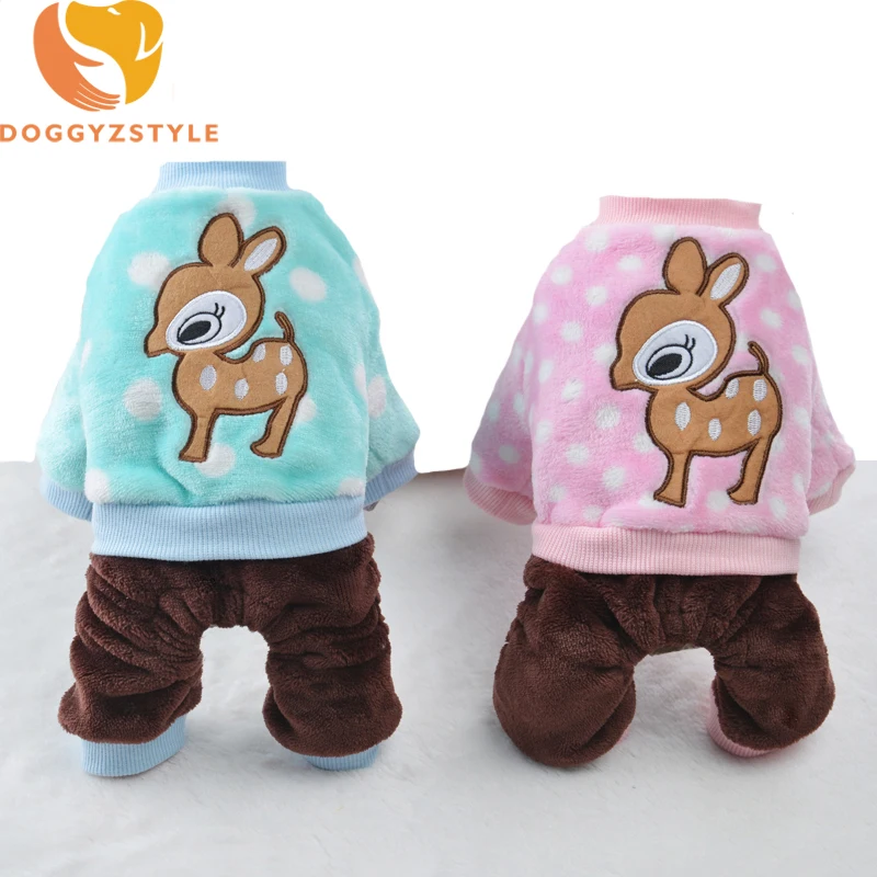

Winter Dogs Clothes Puppy Dog Jumpsuits Coats Cartoon Deer Warm Jackets For Small Medium Pet Chihuahua Pajamas Pets Outfits
