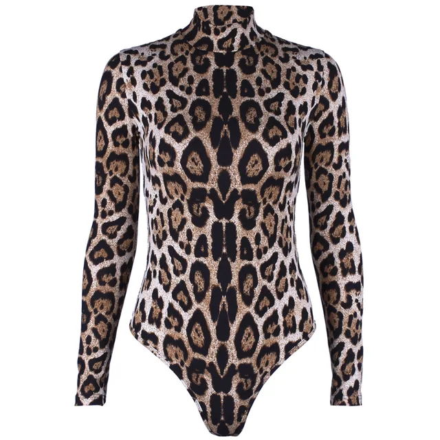 Aliexpress.com : Buy Colysmo Leopard Bodysuit Women Bodycon Turtleneck ...