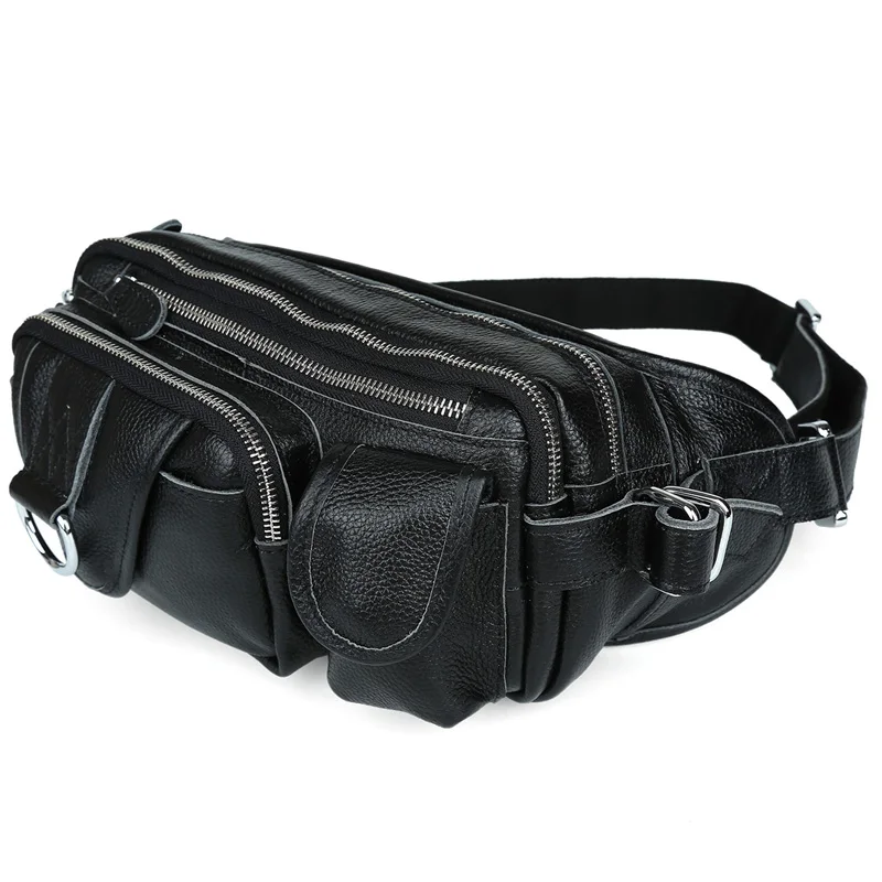 

TIDING Genuine Leather Waist Packs with Multi-pocket Top quality Fashion Fanny Bag Bum Bag D156