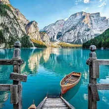 Пейзаж озера и горы DIY живопись по номерам пигментная щетка Живопись Искусство Ручная роспись креативная Цифровая живопись маслом