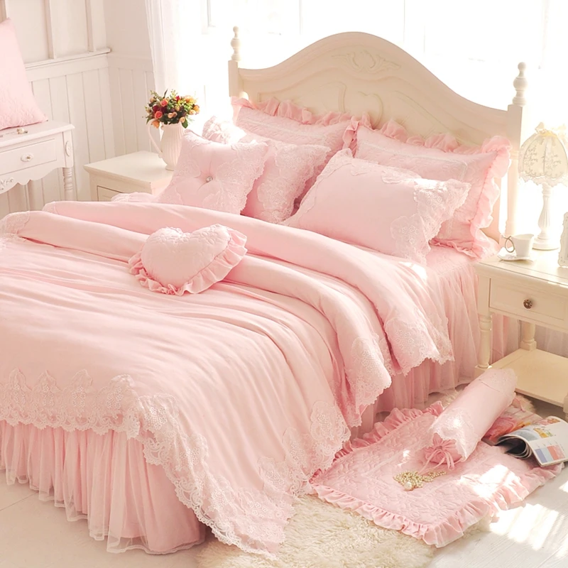 New princess lace bedding set yarn ruffle duvet cover elegant bedding
