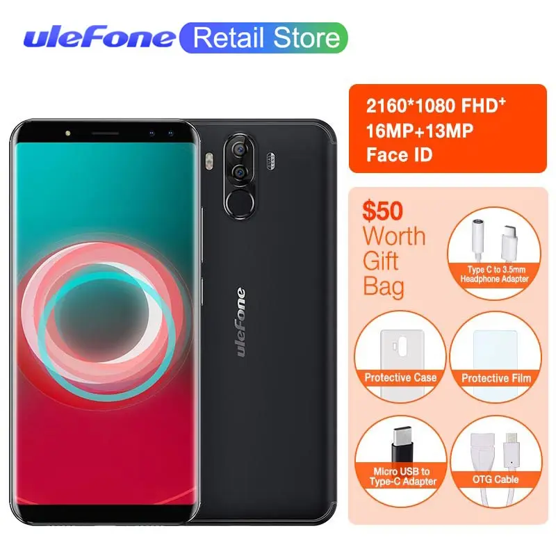 

Ulefone Power 3S Smartphone 6.0" 18:9 FHD+ MTK6763 Octa Core 6350mAh 5V/3A Android 7.1 4GB 64GB Face ID Four Cams Mobile phones