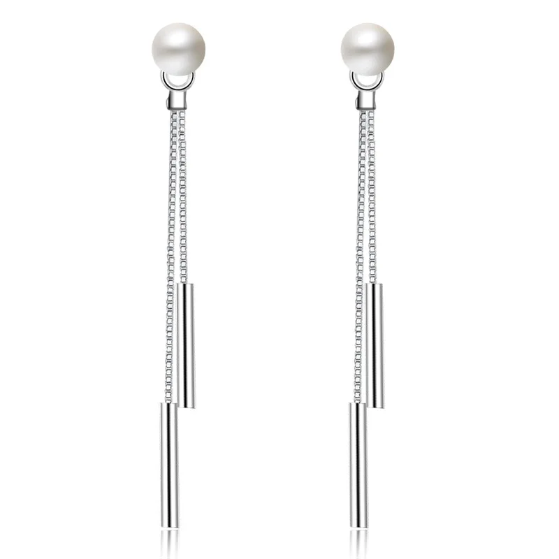 

100% 925 sterling silver fashion imitation pearl ladies`long stud earrings women jewelry female birthday gift drop shipping