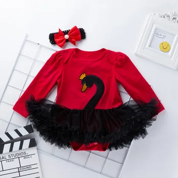 

2019 New Set Baby Girl 3Pcs Newborn Clothes Swan Long sleeve Baby Girl Outfit 3 Colors Roupa Infantil Tutu Dress Headwear